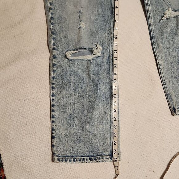 Gap light wash/acid wash distressed high-rise boho straight leg ankle  jeans - Picture 9 of 11